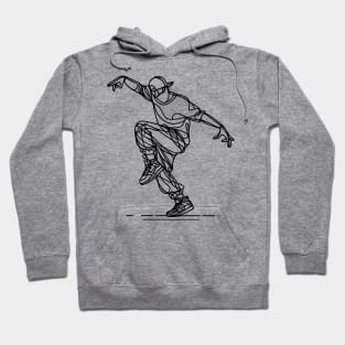 Hip Hop Male dancer - Black one line art Hoodie